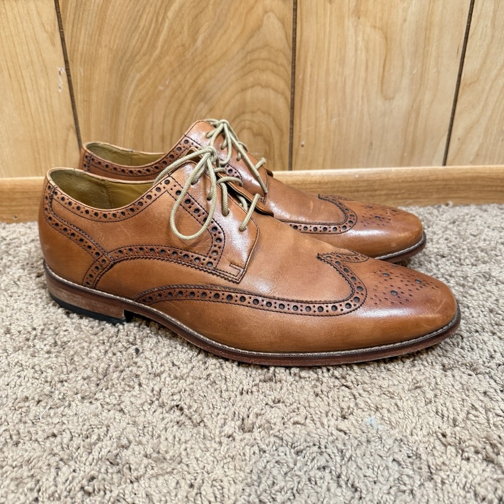 COLE HAAN Size 12 Caramel Brown Wingtip Oxfords Shoes Air